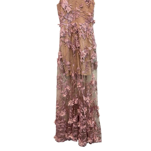 Dress the Population Rise pale pink 3D floral maxi dress. EUC - Picture 4 of 13